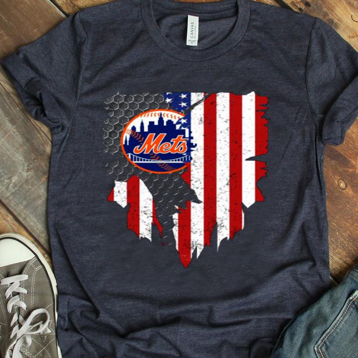 American Flag Outside New York Mets Shirt