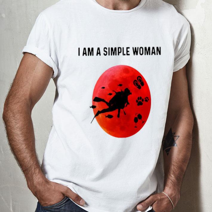 I Am A Simple Woman Scuba Diving Blood Moon Shirt