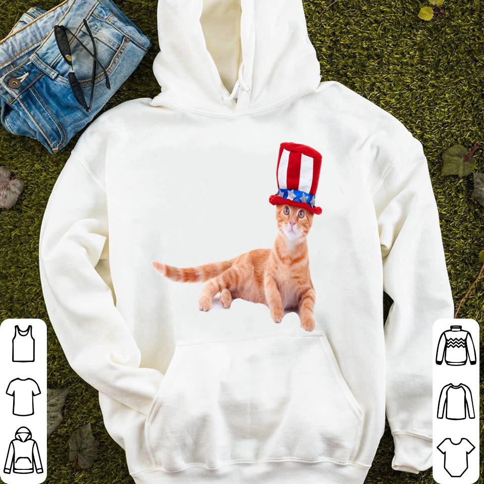 4th Of July USA Orange Kitty Cat Uncle Sam Hat America Shirt