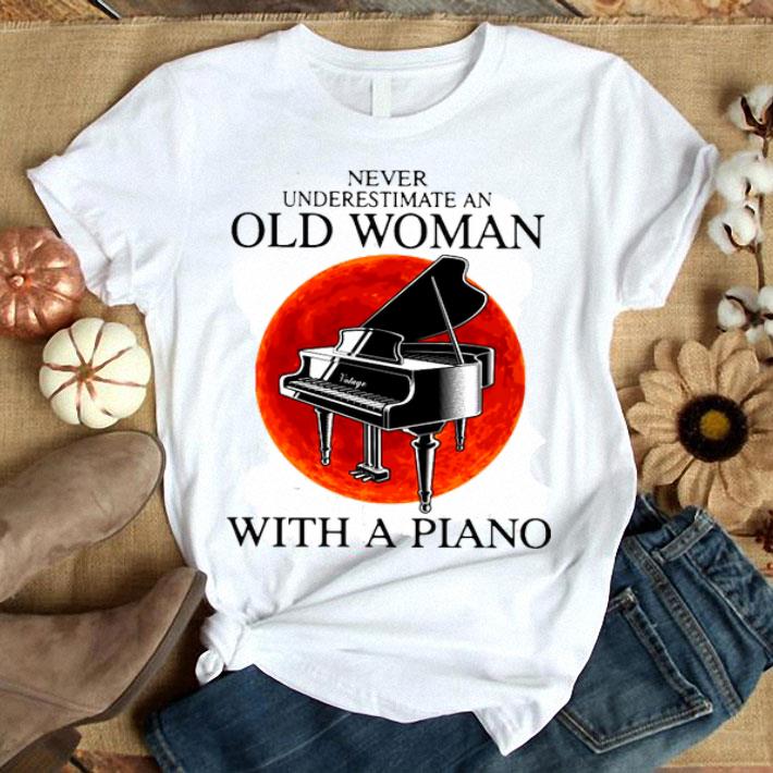 Never Underestimate Old Woman With A Piano Shirt