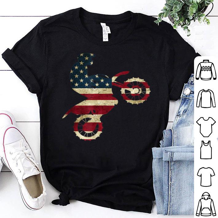 Motocross Dirt Bike Brap Dad American Flag Shirt