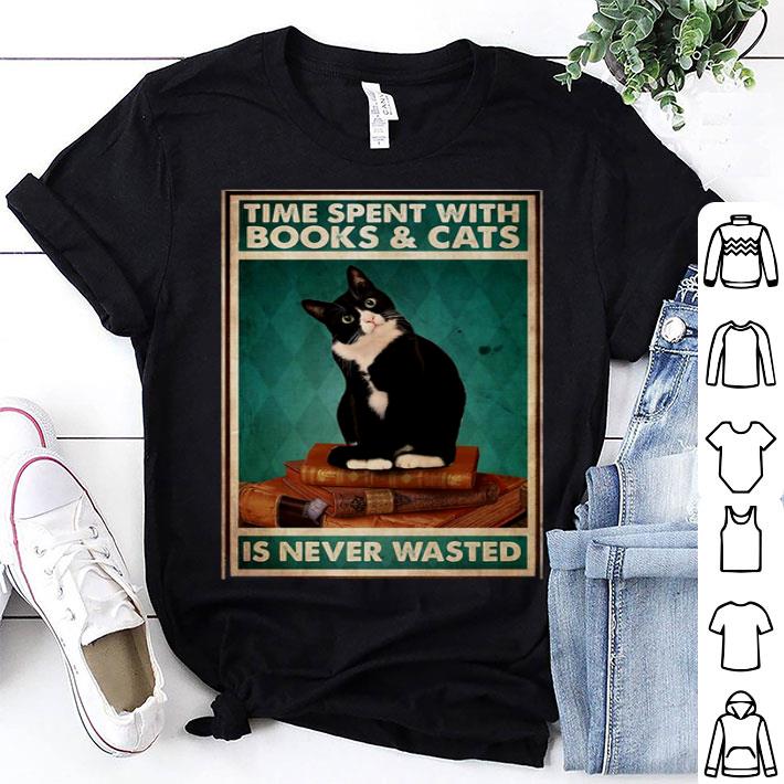 Time Spent With Books And Cats Is Never Wasted Shirt