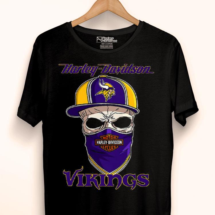 Skull Harley Davidson Minnesota Vikings Hat Purple Shirt