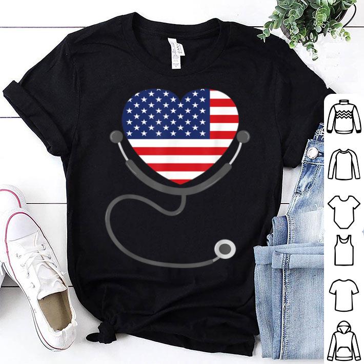 Patriotic Nurse USA Flag Nursing 4th July Shirt