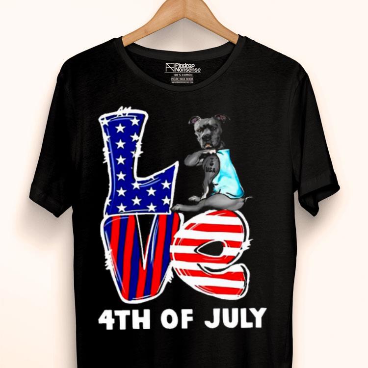 4th Of July Pitbull Dog Tattoo I Love USA Shirt