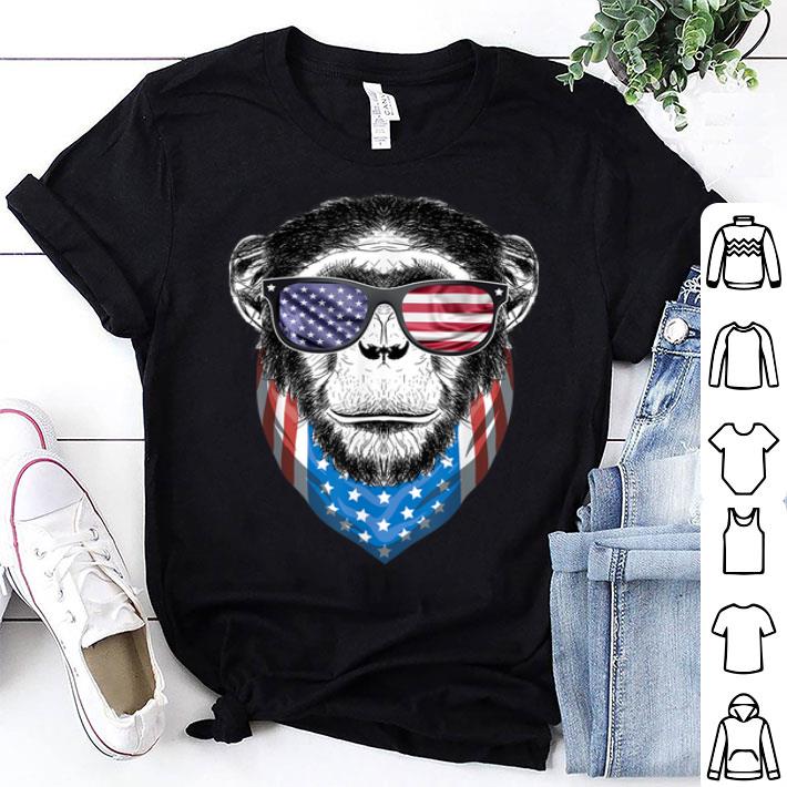 Fourth Of July Monkey American Flag Chimpanzee Shirt