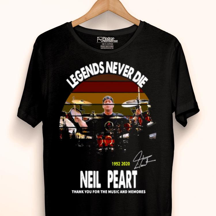 Legends Never Die 1952 2020 Neil Peart Thank You For The Music And Memories Signature Vintage Shirt