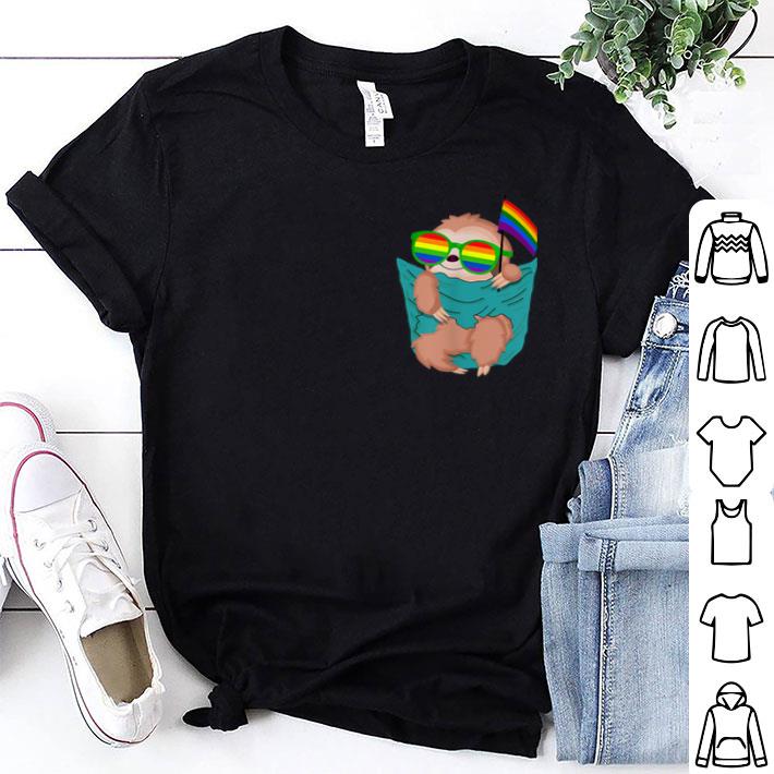 Cute Pocket Sloth LGBT Animal Rainbow Flag Gay Pride Shirt