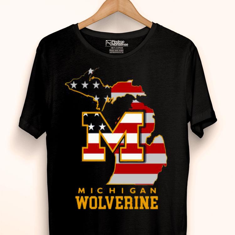 Michigan Wolverine American Map Flag Shirt