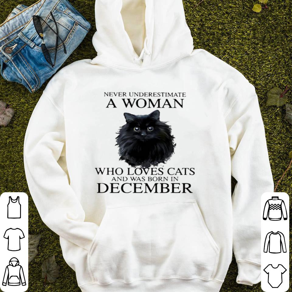 Never Underestimate A Woman Who Loves Cats And Was Born In December Shirt