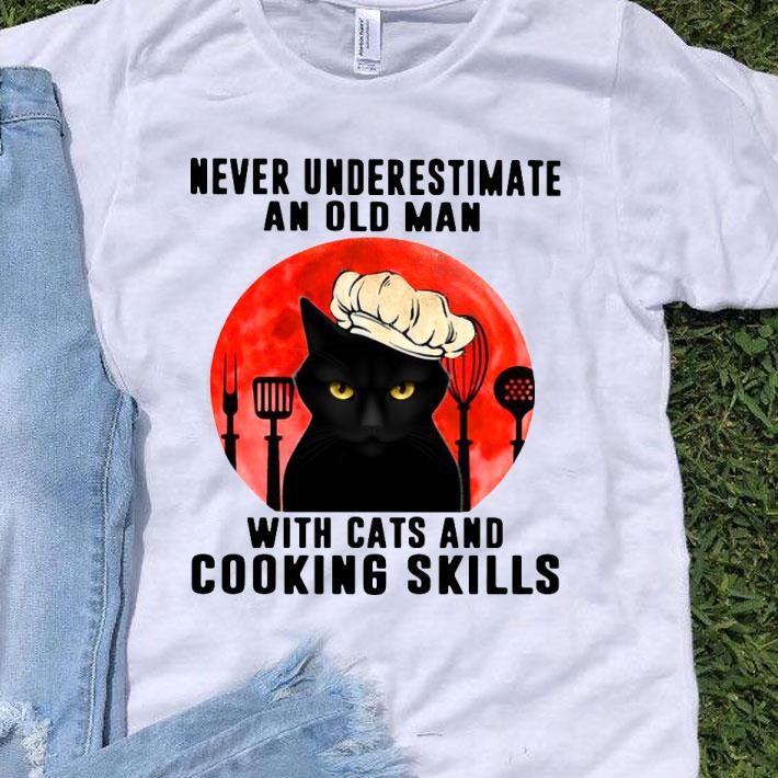 Never Underestimate An Old Man With Cats And Cooking Skills Blood Moon Shirt