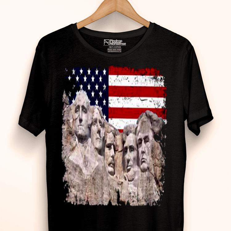 45th Added To Rushmore Mount American Flag Shirt