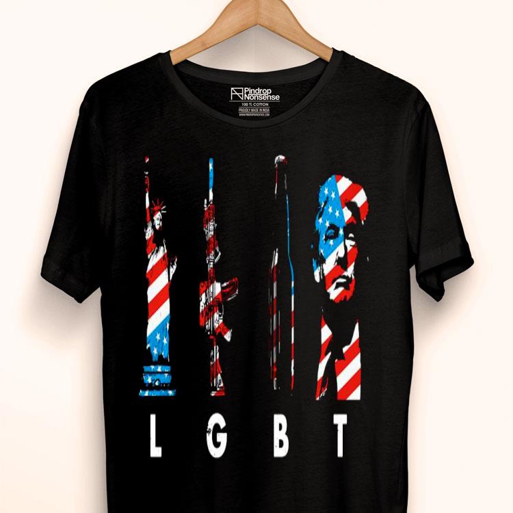 LGBT Liberty Guns Beer Trump American Flag Shirt