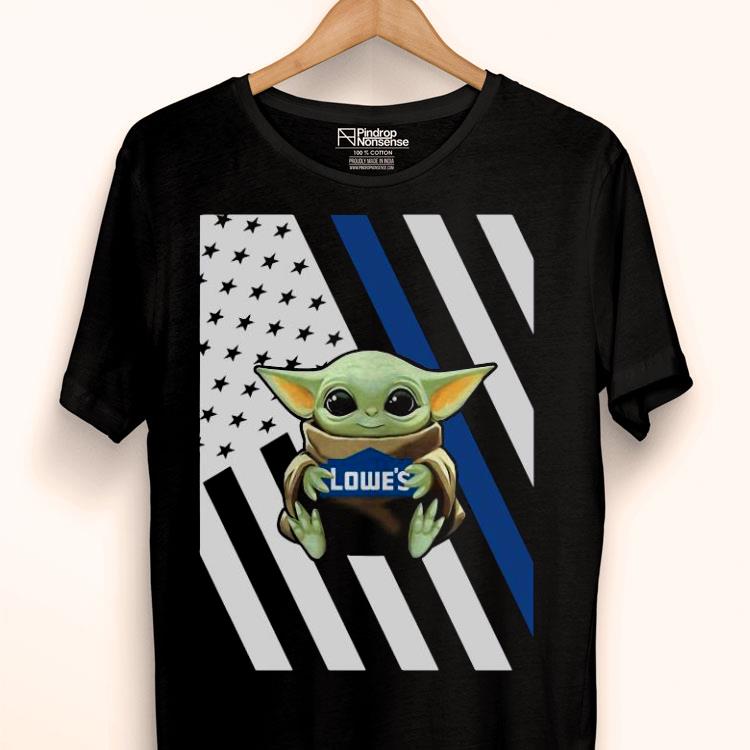 Baby Yoda Hug Lowe’s Blue American Flag Shirt