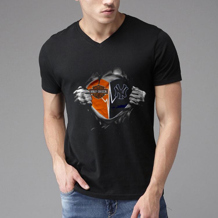 Blood Inside Me Motor Heart Harley Davidson Cycles VS New York Yankees Shirt