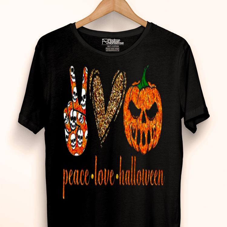 Skull Peace Love Halloween Shirt