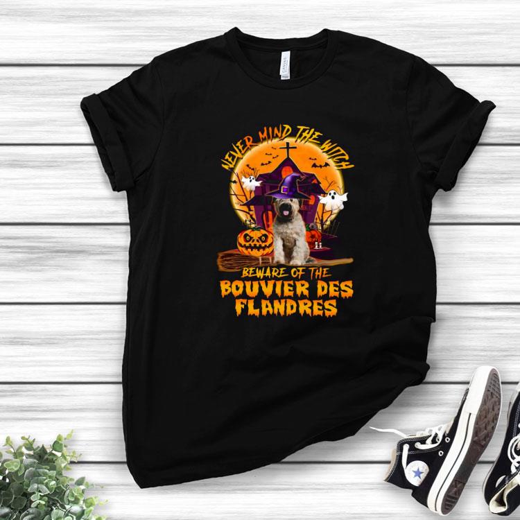 Never Mind The Witch Beware Of The Bounvier Des Flandres Halloween Moon Shirt