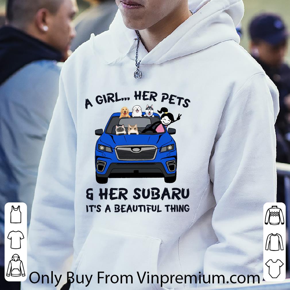 764b6314 hot a girl her pets and her subaru it s a beautiful thing shirt 4 - Hot A Girl Her Pets And Her Subaru It's A Beautiful Thing shirt