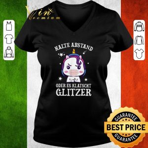 Official Unicorn Halte Abstand Oder Es Klatscht Glitzer shirt 2