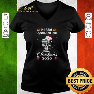 Official Santa Snoopy Face Mask Merry Quarantine Christmas 2020 Light Sweater shirt 2