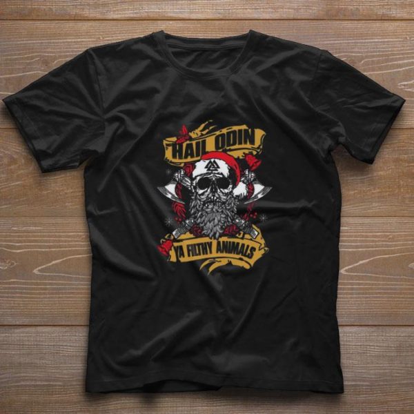Official Skull Santa Claus Hail Odin Ya Filthy Animals Christmas Sweater shirt