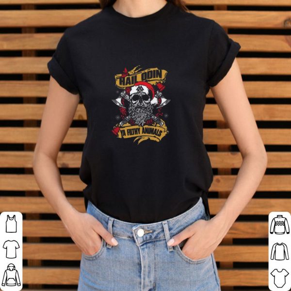 Official Skull Santa Claus Hail Odin Ya Filthy Animals Christmas Sweater shirt