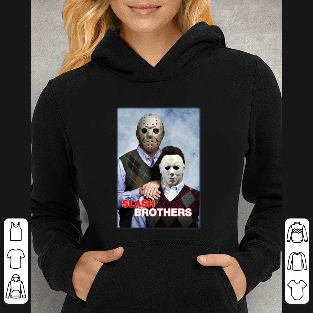 5930ba87 top slash brothers jason voorhees and michael myers shirt 4 - Top Slash Brothers Jason Voorhees And Michael Myers shirt