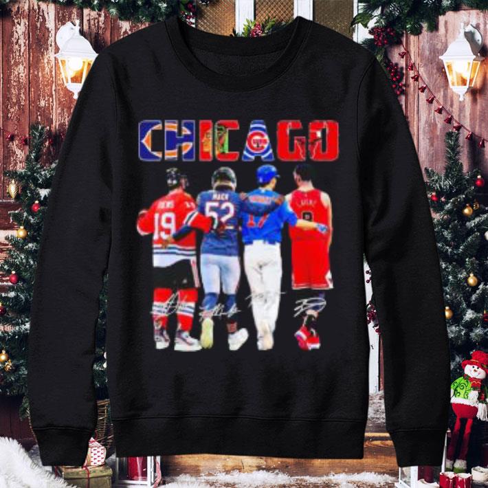 01916120 chicago bears chicago blackhawks chicago cubs chicago bulls signatures shirt 4 - Awesome Chicago Bears Chicago Blackhawks Chicago Cubs Chicago Bulls Signatures shirt