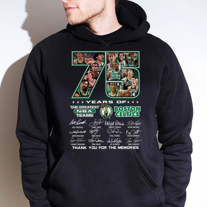 9609b075 boston celtics 75 years of the greatest nba teams signatures thank you for the memories shirt 4 - Funny Boston Celtics 75 Years Of The Greatest NBA Teams signatures thank you for the memories shirt