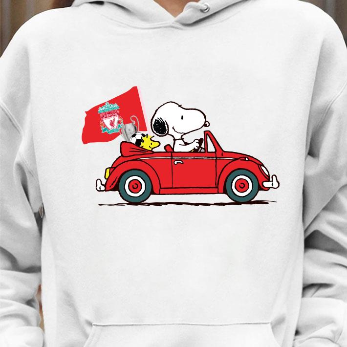 a144a7e1 snoopy driving car liverpool shirt 4 - Premium Snoopy Driving Car Liverpool shirt