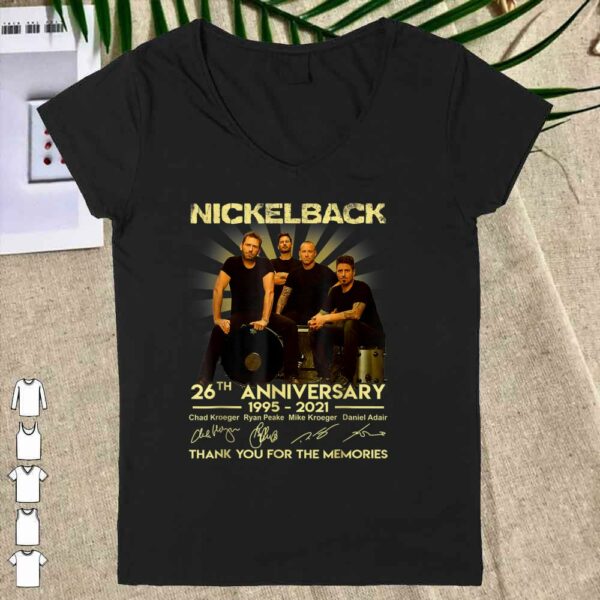 Awesome26th Anniversary Nickelbacks Art Music Legend Signature Tshirt