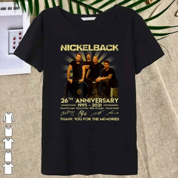 Awesome26th Anniversary Nickelbacks Art Music Legend Signature Tshirt