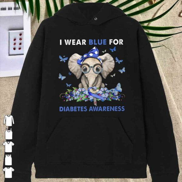 Elephant I Wear Blue For Diabetes Awareness Shirt