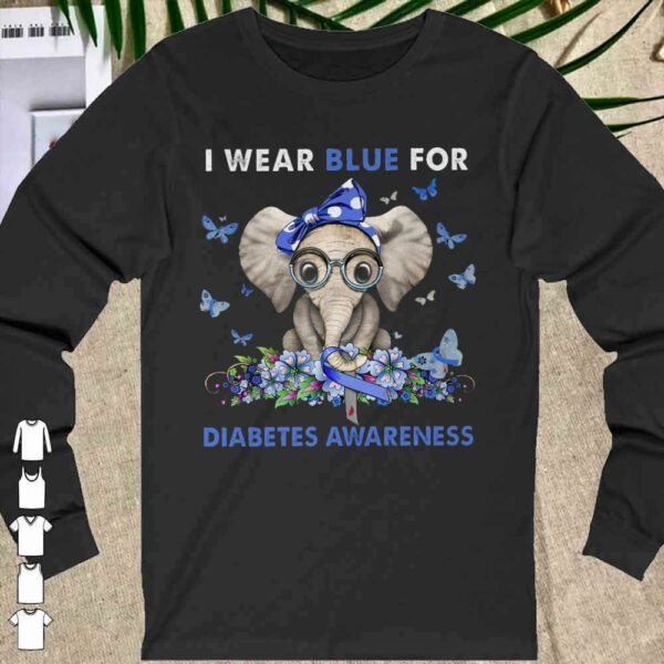 Elephant I Wear Blue For Diabetes Awareness Shirt
