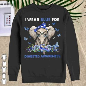 Elephant I Wear Blue For Diabetes Awareness Shirt 2