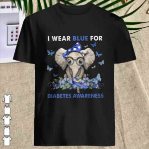 Elephant I Wear Blue For Diabetes Awareness Shirt 3