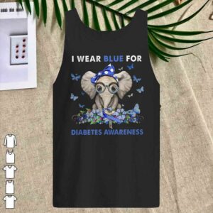 Elephant I Wear Blue For Diabetes Awareness Shirt 4