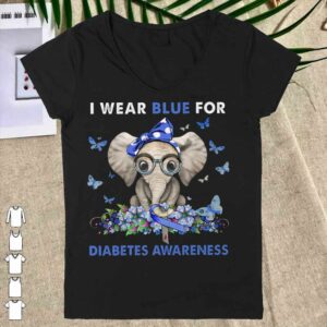 Elephant I Wear Blue For Diabetes Awareness Shirt 5