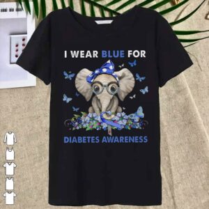 Elephant I Wear Blue For Diabetes Awareness Shirt 6