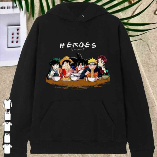 Heroes Friends Naruto Luffy Songoku Tanjirou Kamado Shirt