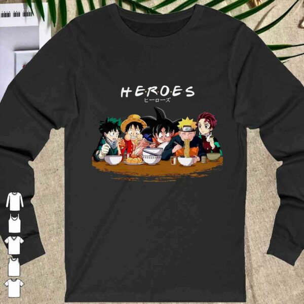 Heroes Friends Naruto Luffy Songoku Tanjirou Kamado Shirt