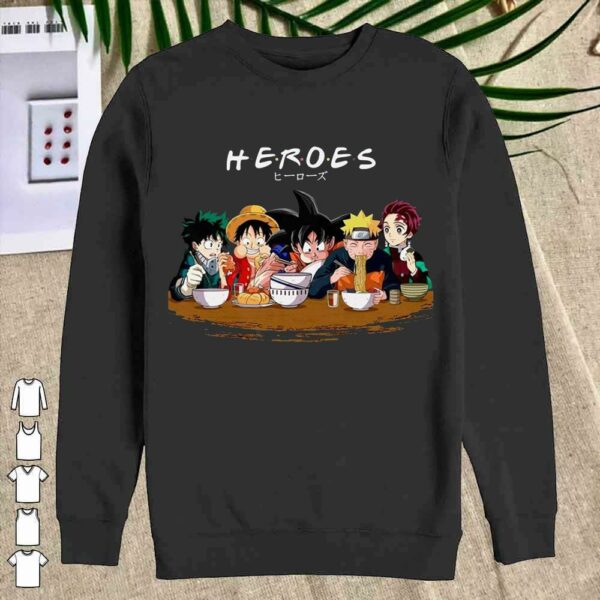 Heroes Friends Naruto Luffy Songoku Tanjirou Kamado Shirt