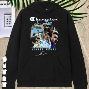 Hot The Champion M10 Lionel Messi Copa America 2021 Signatures Shirt