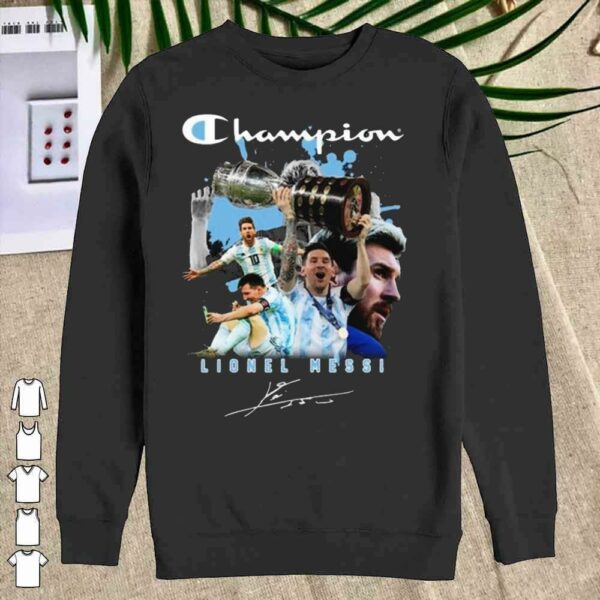 Hot The Champion M10 Lionel Messi Copa America 2021 Signatures Shirt