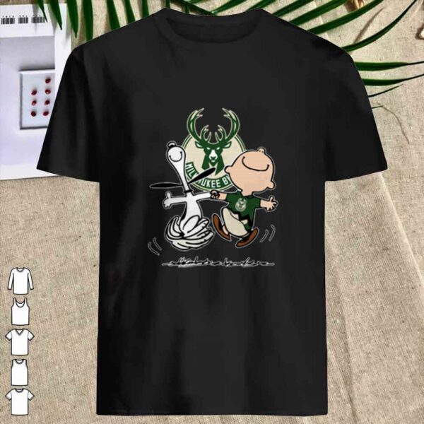Official Snoopy and Charlie Brown Milwauke Buck Shirt