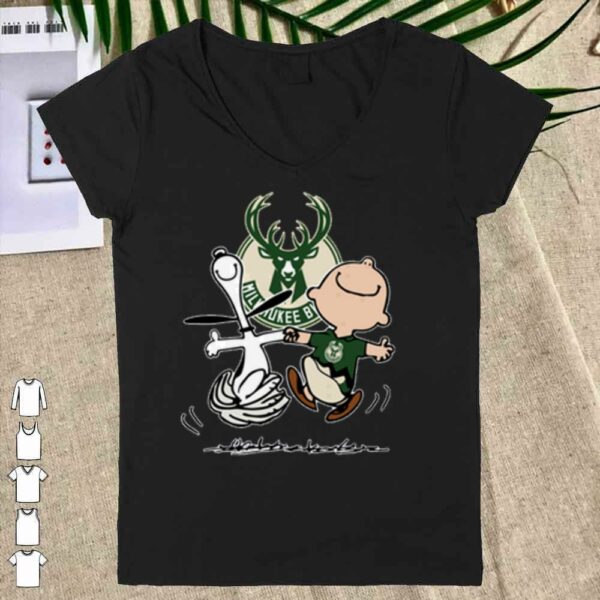 Official Snoopy and Charlie Brown Milwauke Buck Shirt