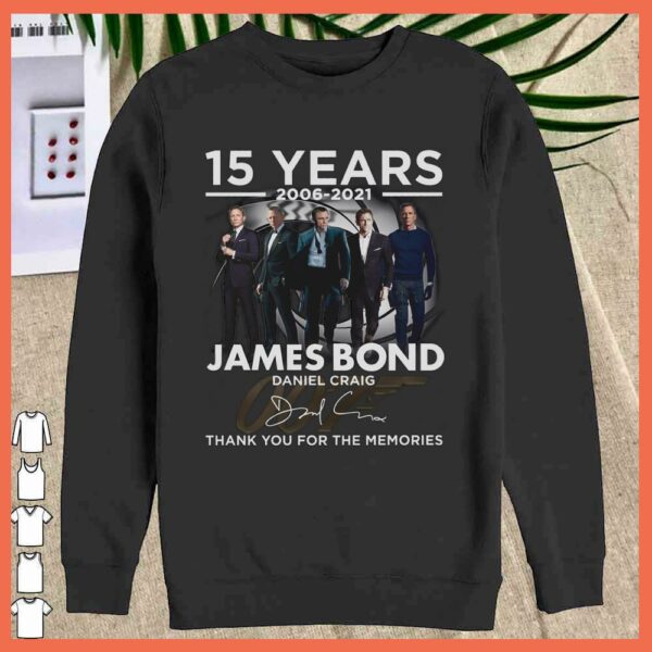 15 Years James Bond Daniel Craig 007 Signature Thank you for the Memories Shirt