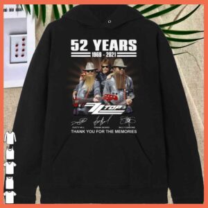 Awesome 52 Years 1969 - 2021 ZZ TOP Signature Shirt, Rip Dusty Hill of ZZ top Band shirt