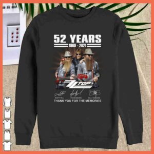 Awesome 52 Years 1969 - 2021 ZZ TOP Signature Shirt, Rip Dusty Hill of ZZ top Band shirt 2