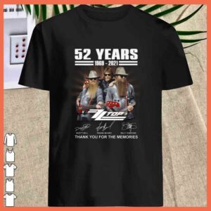 Awesome 52 Years 1969 - 2021 ZZ TOP Signature Shirt, Rip Dusty Hill of ZZ top Band shirt 3